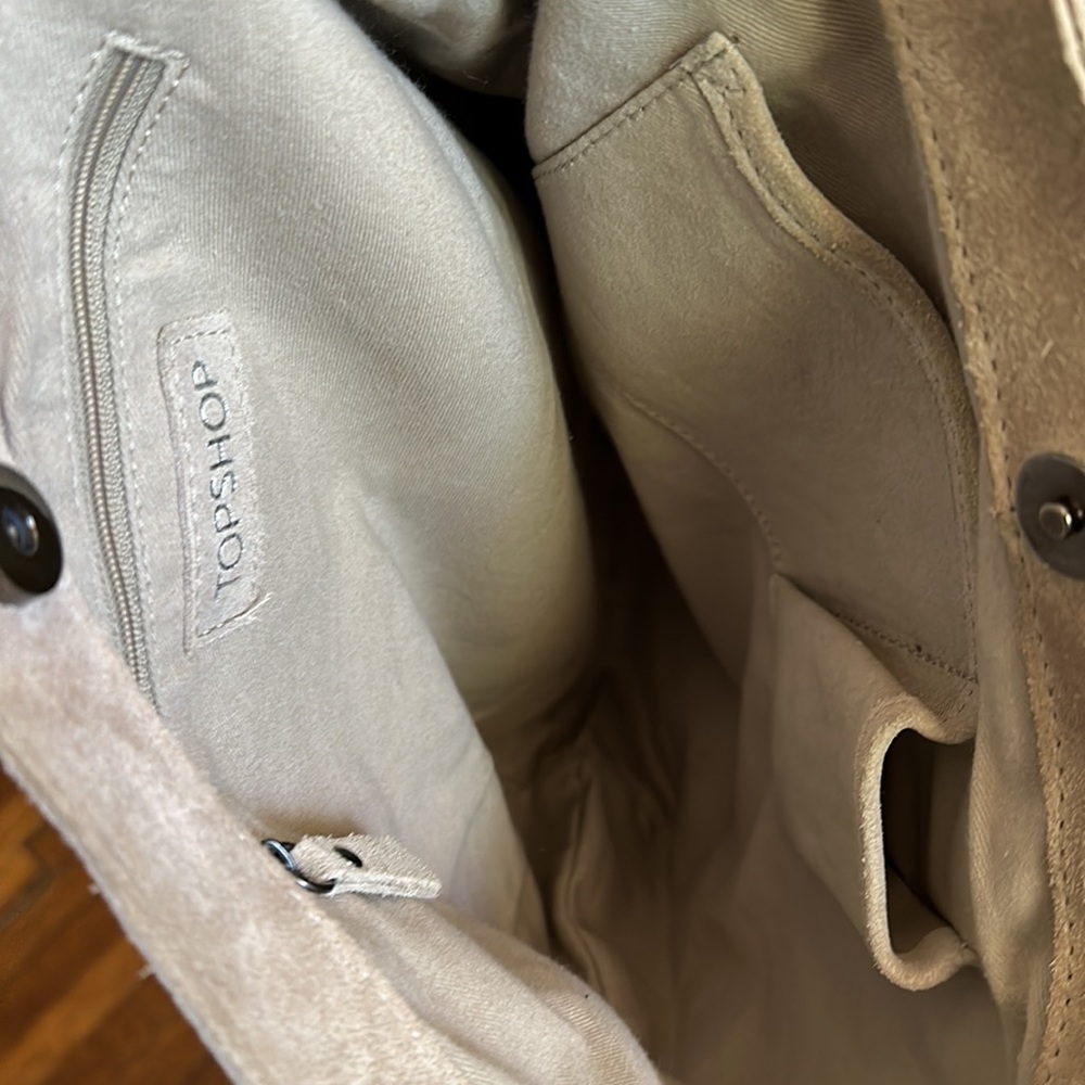 Top Shop Suede Leather Tan Hobo Shoulder Bag - Picture 4 of 8